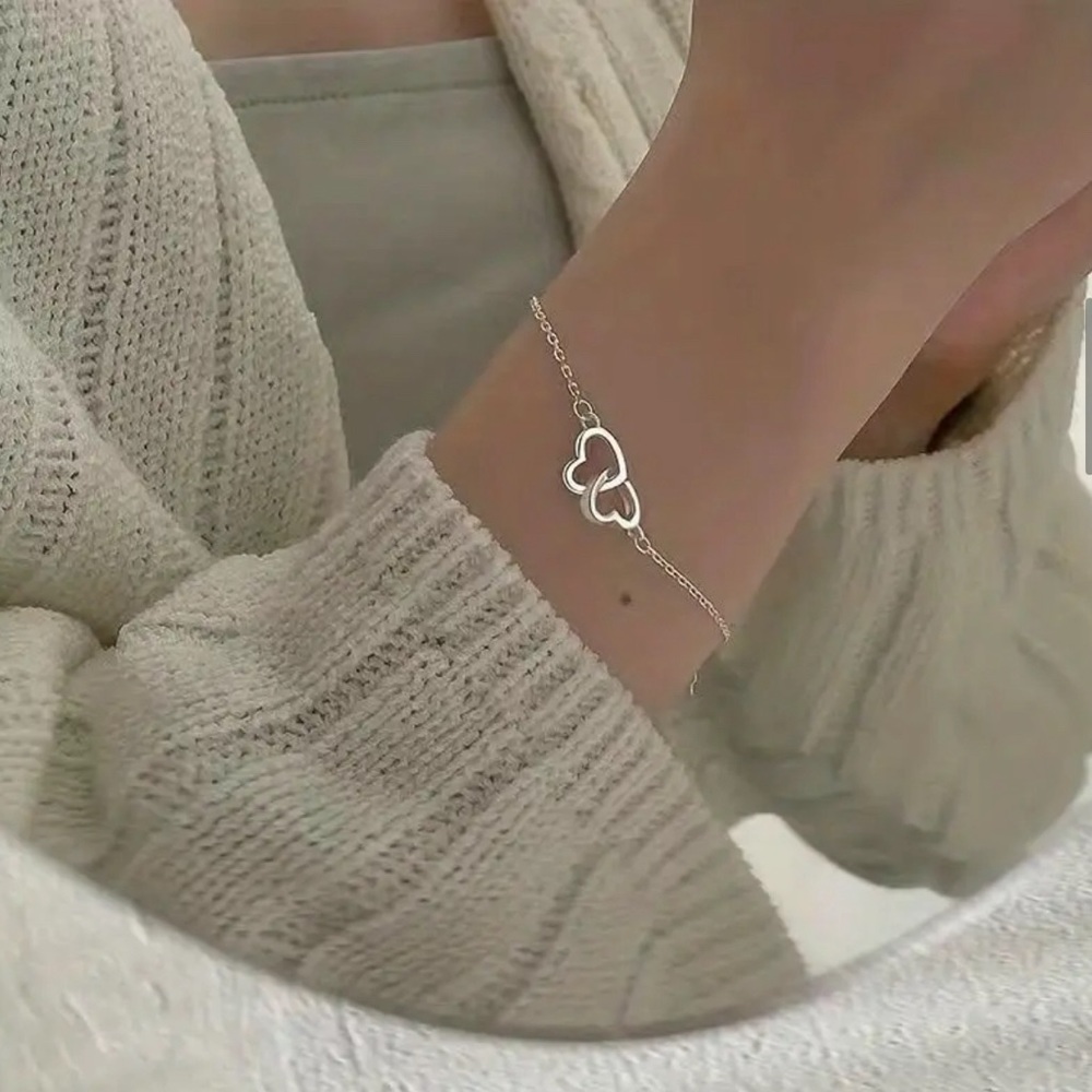 NWT! Ring Link Photo Buckle Love Bracelet, Ins Style Peach Heart Bracelet.